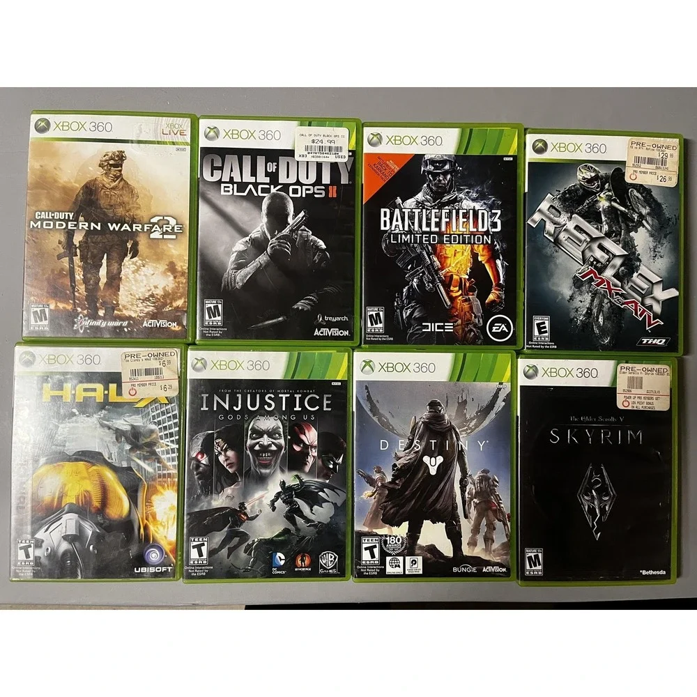 Microsoft Xbox 360 Game Lot Of 8 Skyrim Destiny Black Ops 2 Battlefield 3 HAWX